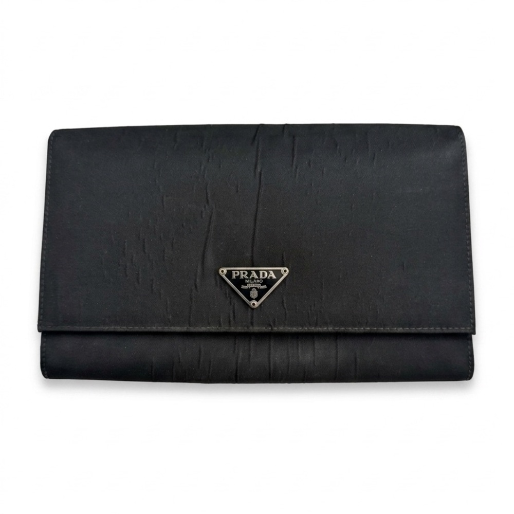 Vintage Prada Black Nylon and Leather Wallet